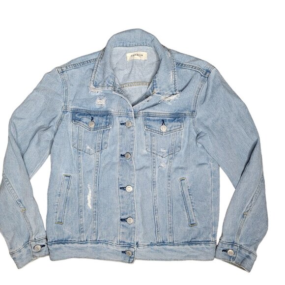 Pacsun Light Wash Denim Jacket XS Distressed Casual Style Button-Up fall - Picture 1 of 3